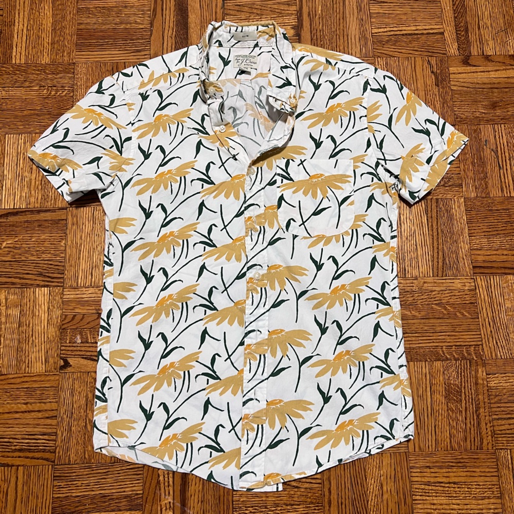 J. Crew Short Sleeve Poplin Shirt in Daisy Print XS Slim